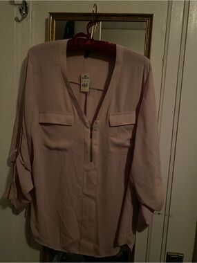 Express Blush Pink half Zip Blouse (new with tags)